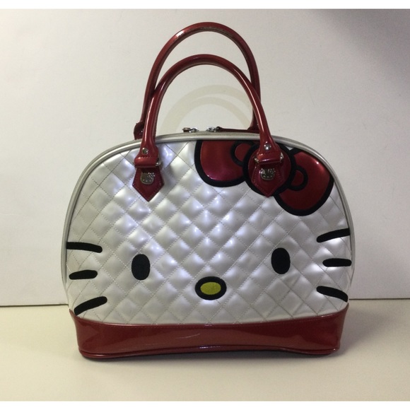 Loungefly Hello Kitty Quilted Faux Patent Leather Dome Satchel - Picture 1 of 15